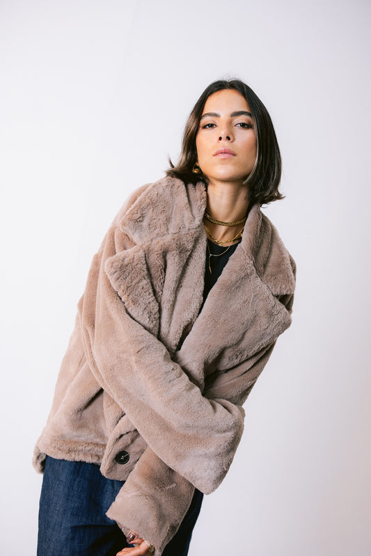 Faux Fur Jacket - Beige