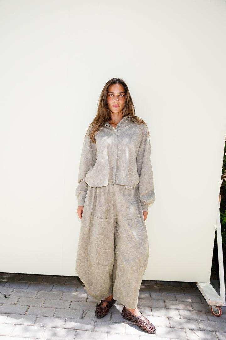Breeze Balloon Linen Pants - Olive
