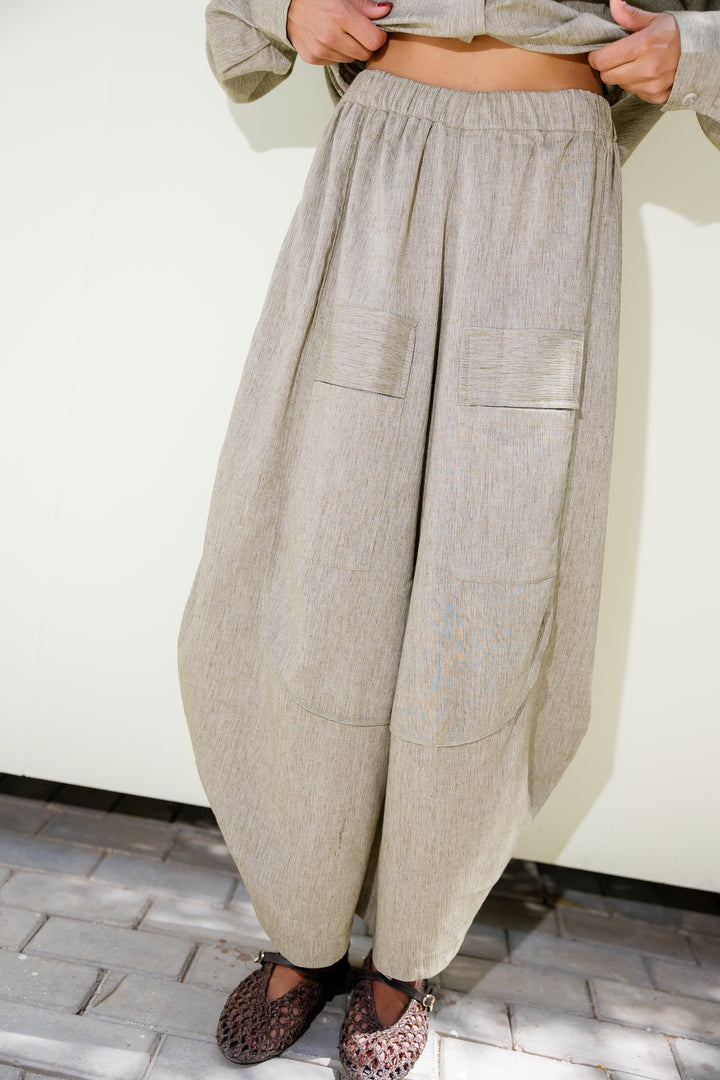 Breeze Balloon Linen Pants - Olive