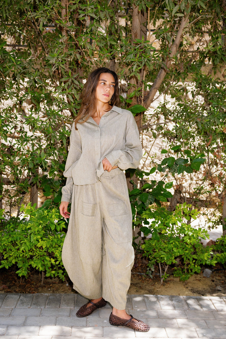 Breeze Balloon Linen Pants - Olive