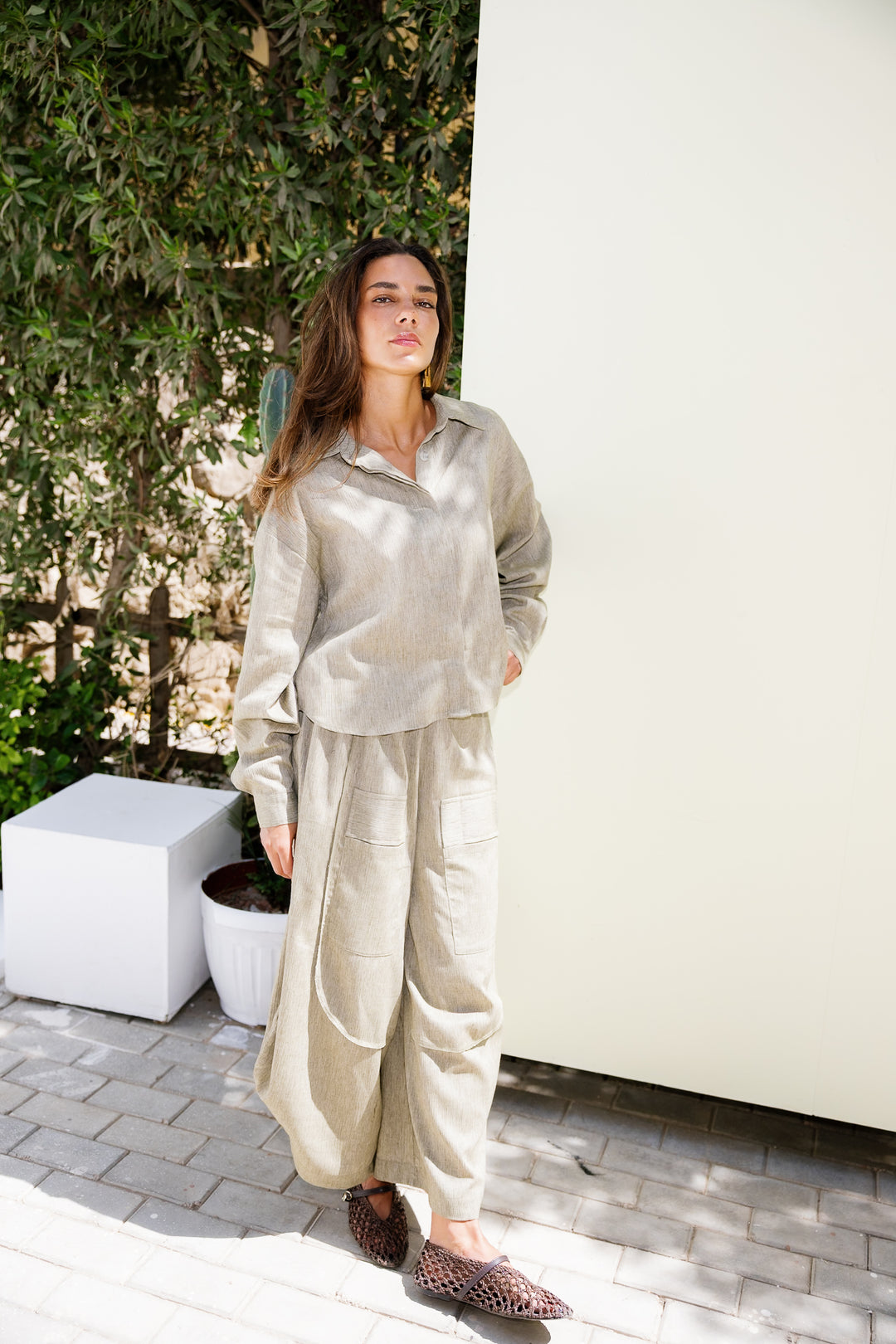 Breeze Balloon Linen Pants - Olive