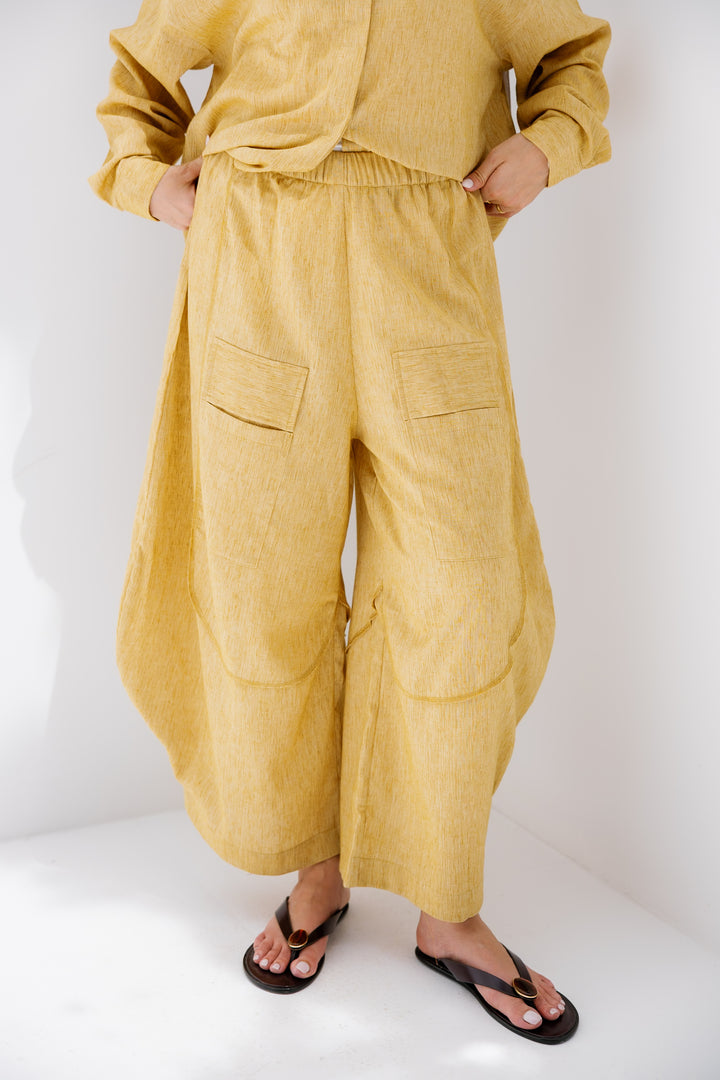 Breeze Balloon Linen Pants - Mustard