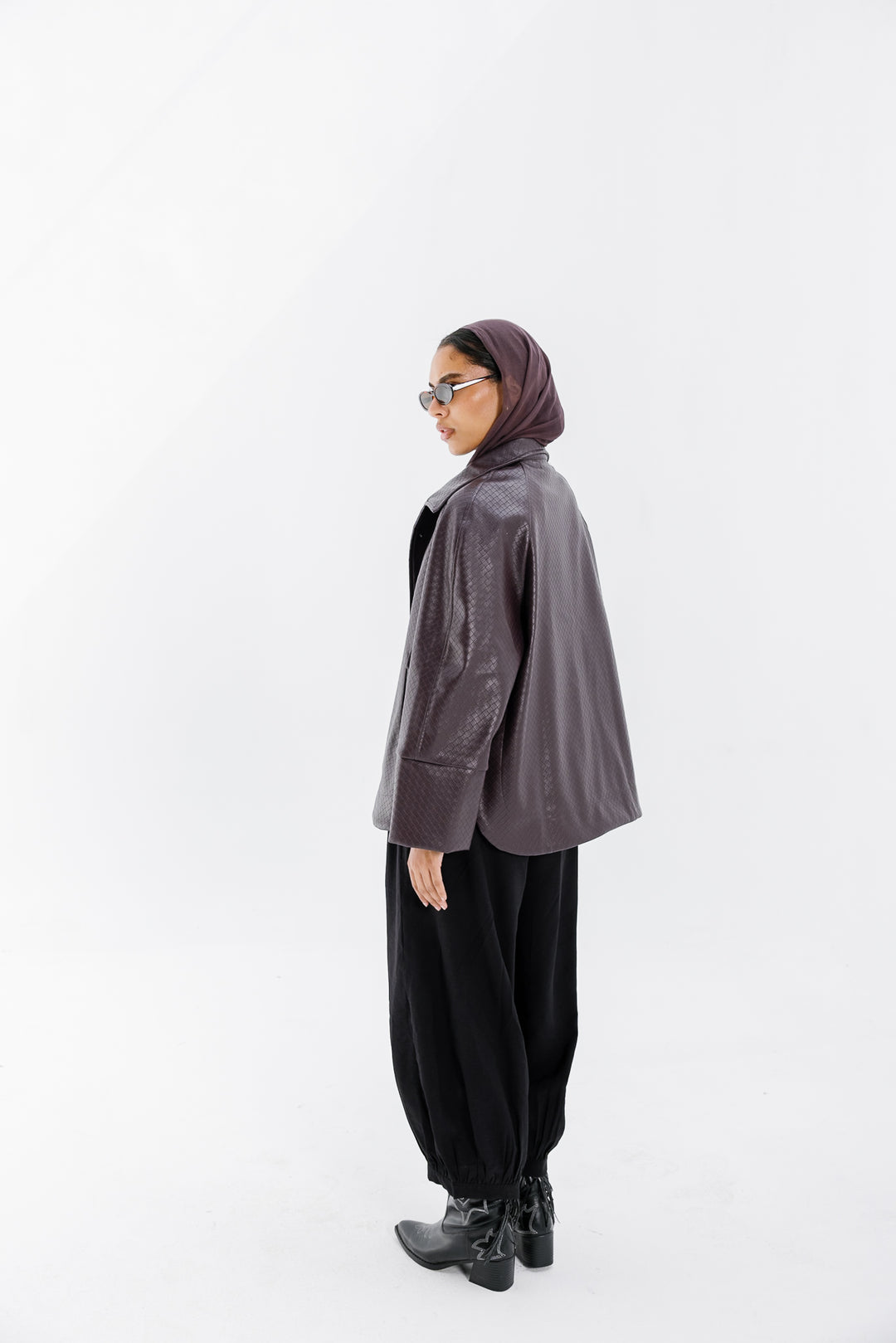 Interlaced Leather Jacket - Burgundy