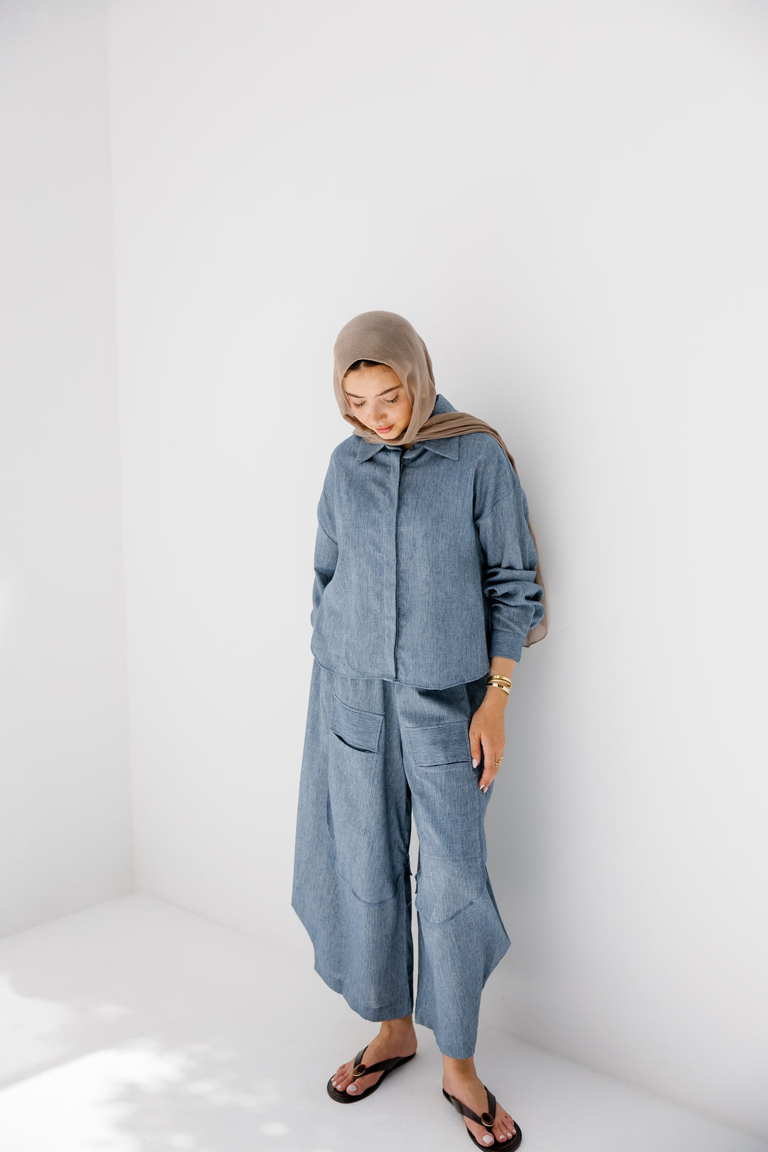 Breeze Balloon Linen Pants - Blue