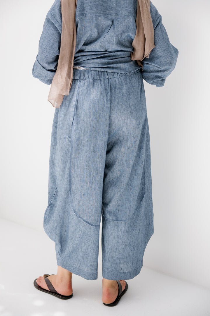Breeze Balloon Linen Pants - Blue