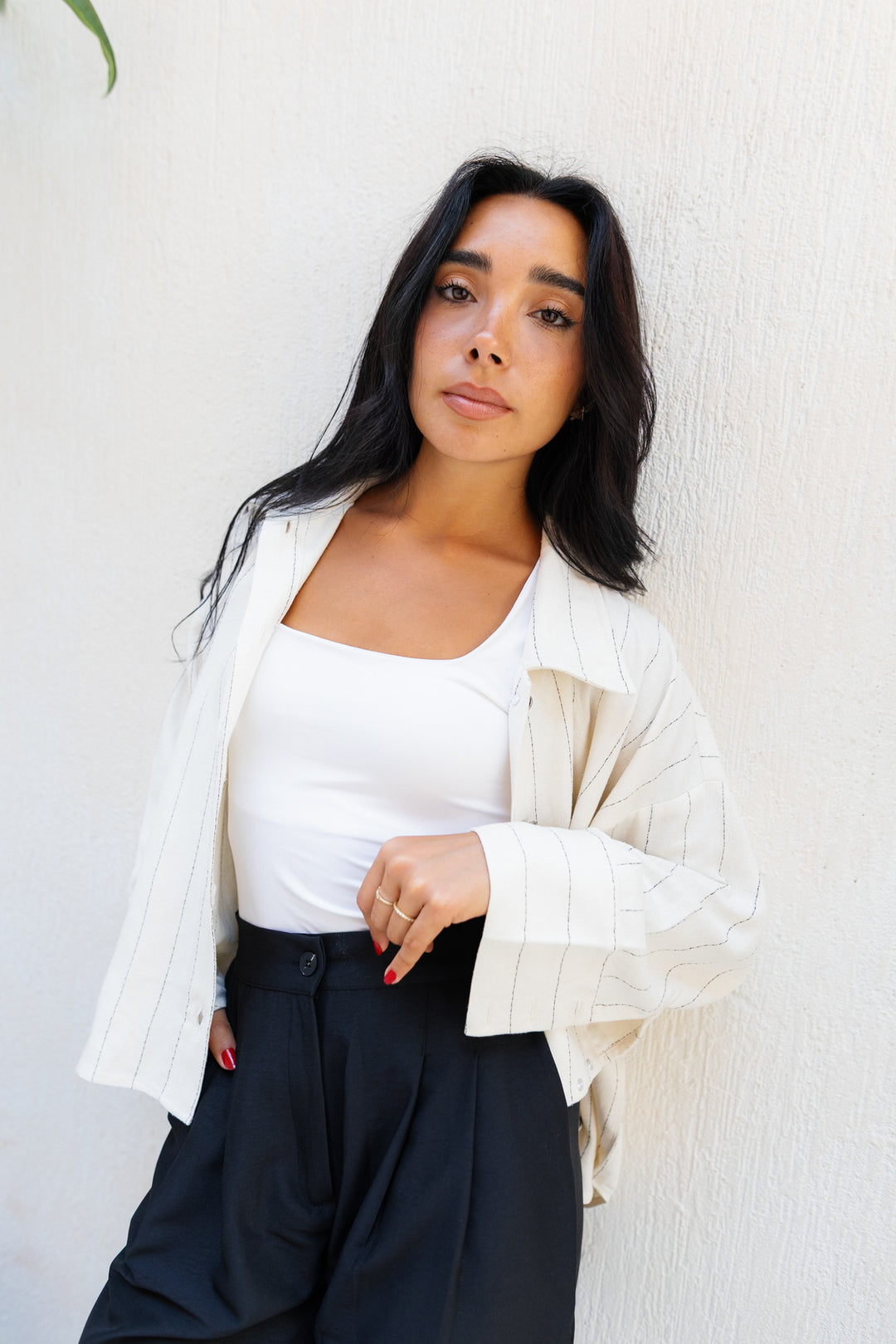 Striped Linen Shirt - Creme