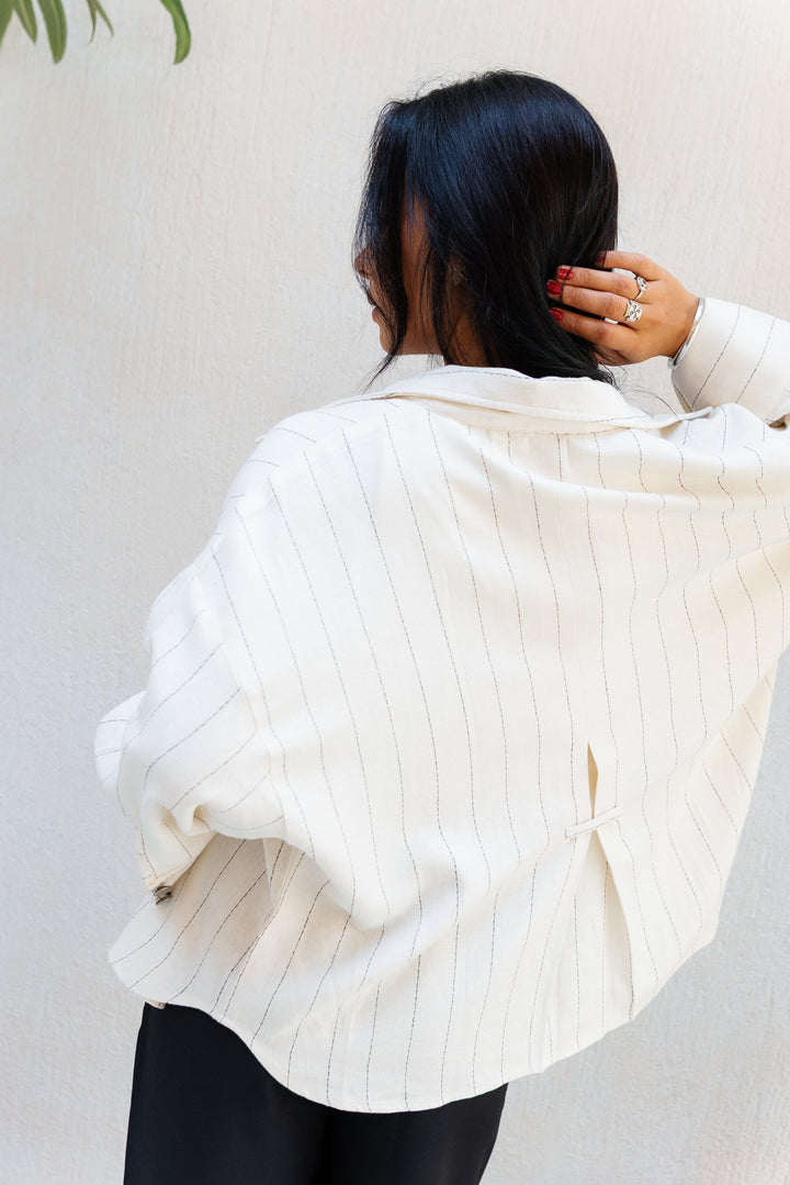 Striped Linen Shirt - Creme