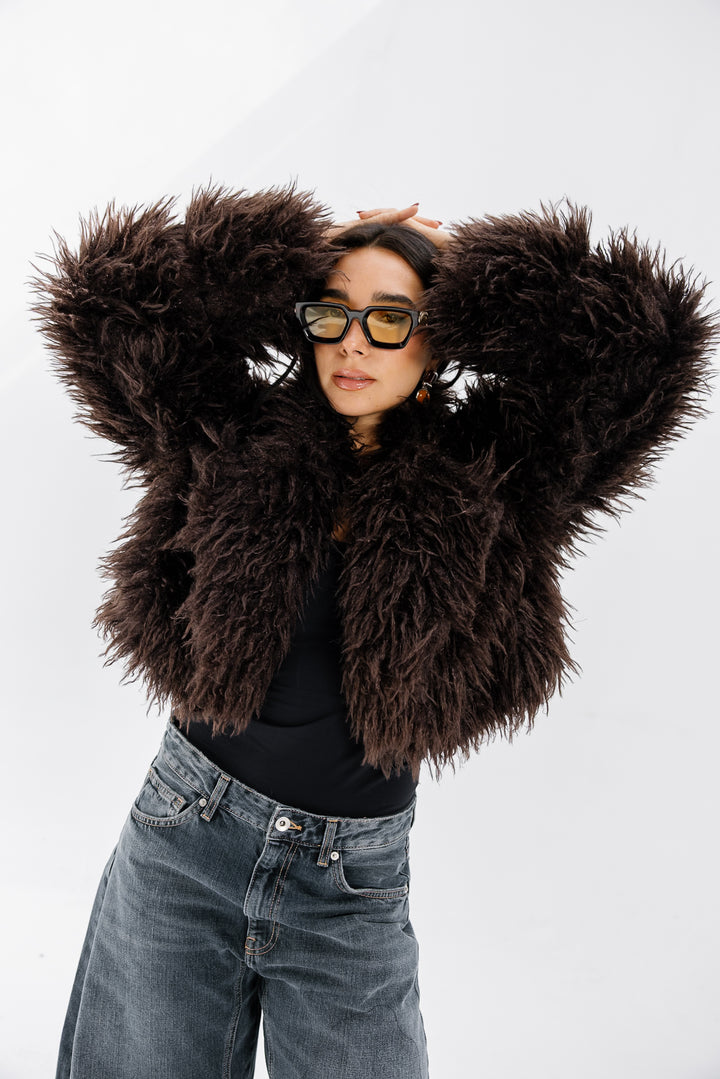 Bold Fur Jacket - Brown (Premium Edition)