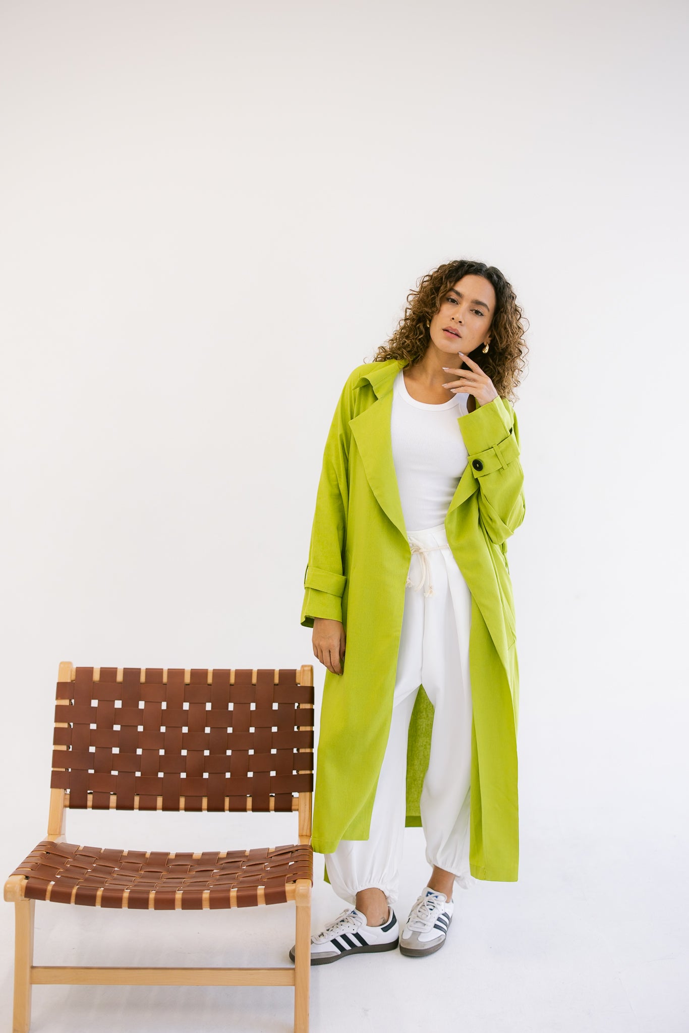 Linen Trench - Lime