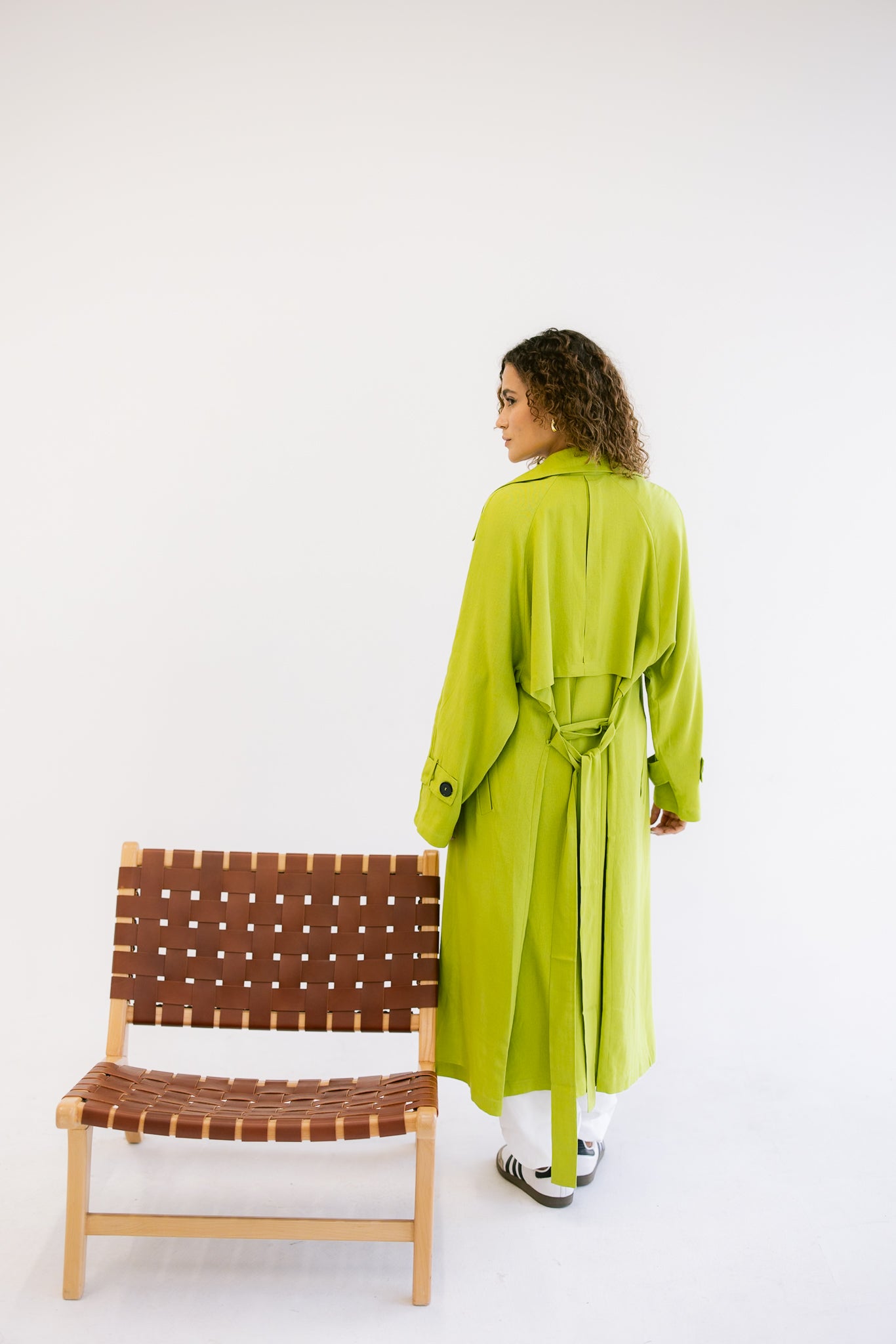 Linen Trench - Lime