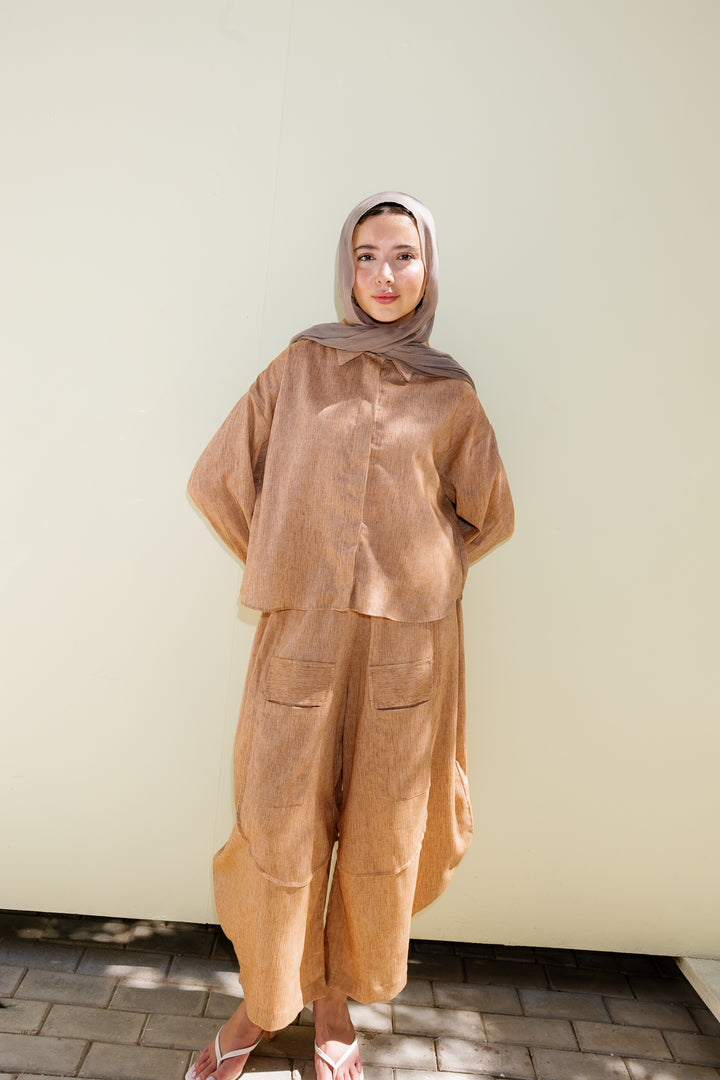 Breeze Balloon Linen Pants - Camel