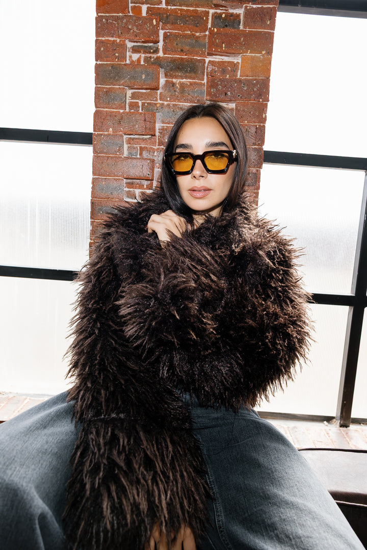 Bold Fur Jacket - Brown (Premium Edition)