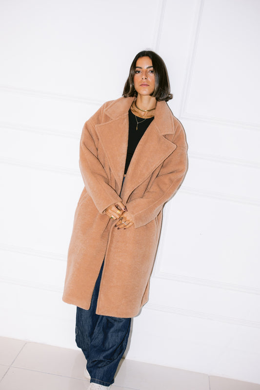 Relaxed Soft-Brushed Coat - Camel