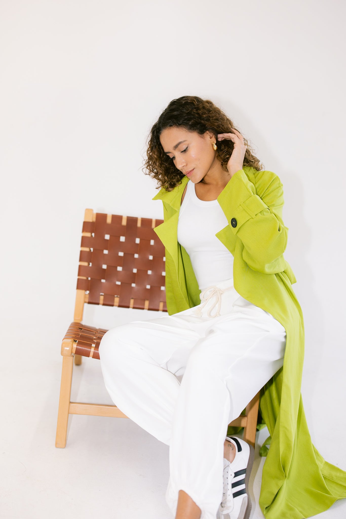 Linen Trench - Lime