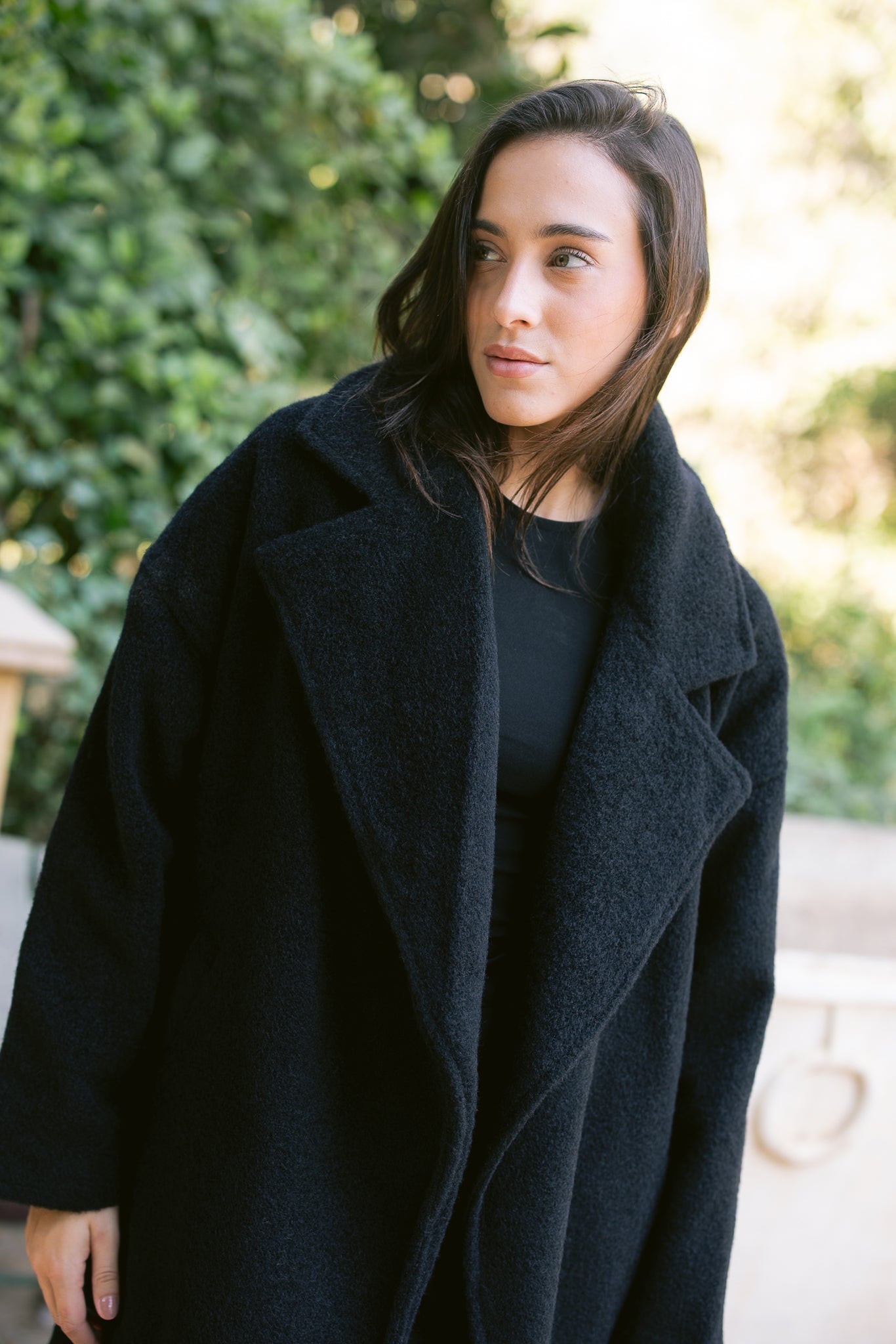 Relaxed Soft-Brushed Coat - Black