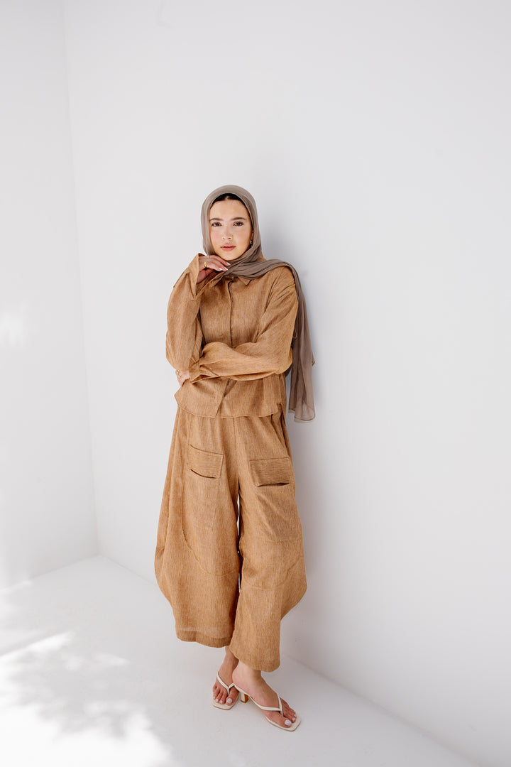 Breeze Balloon Linen Pants - Camel