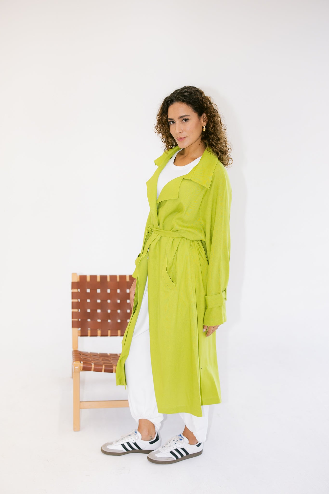 Linen Trench - Lime