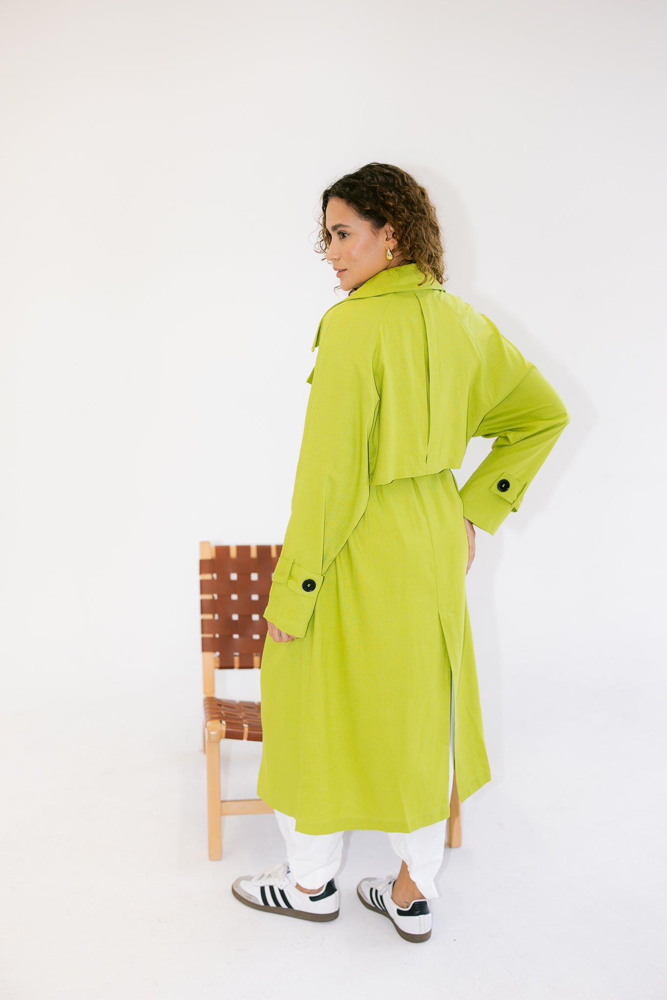 Linen Trench - Lime