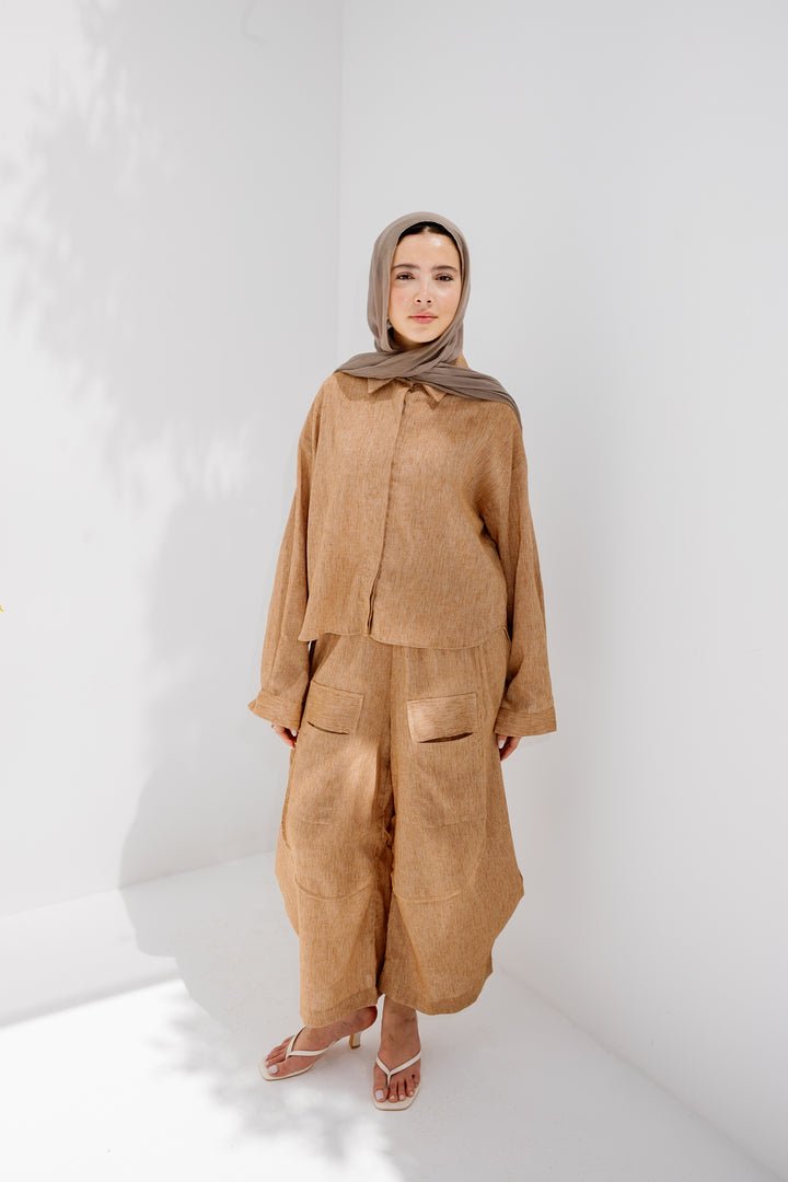 Breeze Balloon Linen Pants - Camel