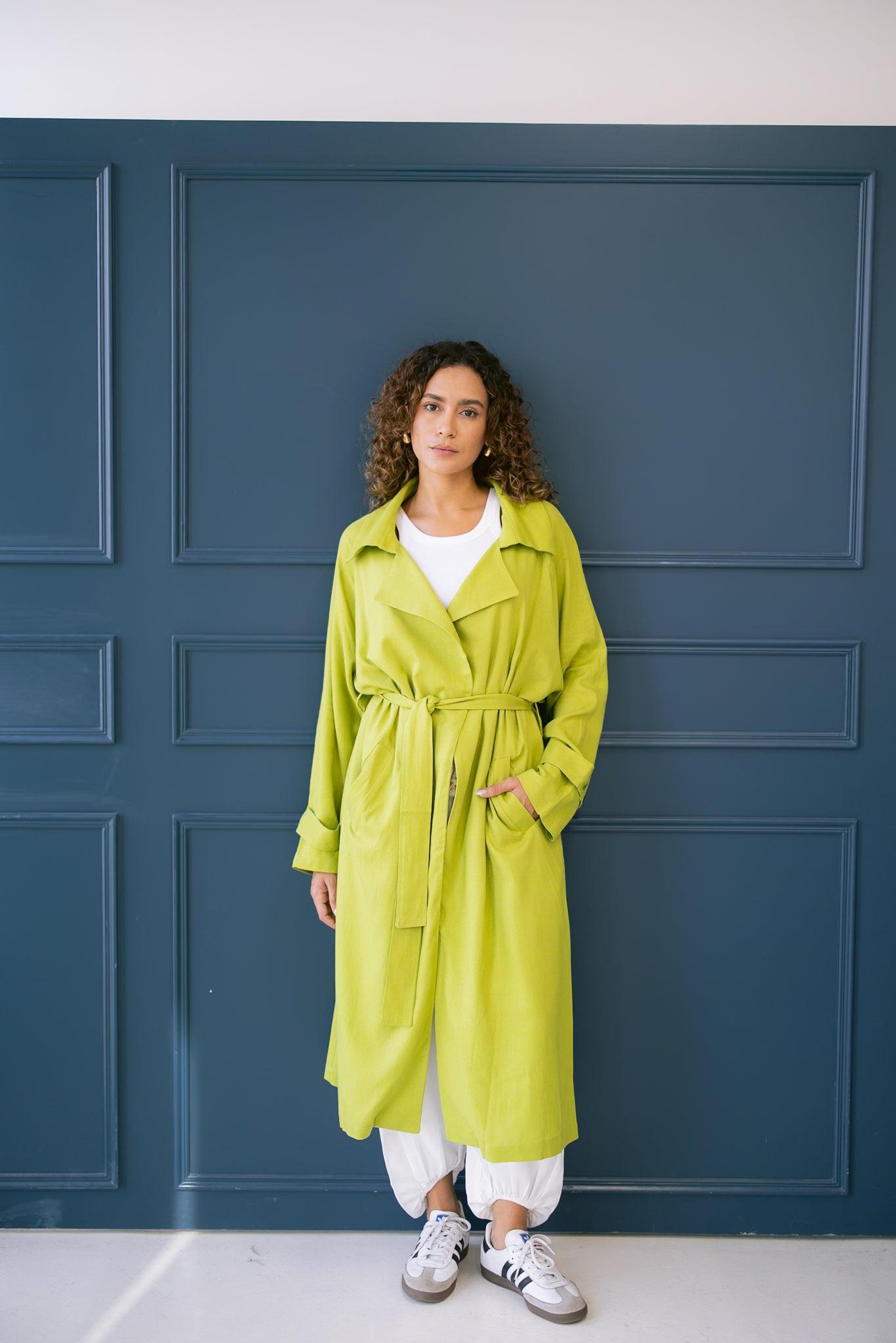 Linen Trench - Lime