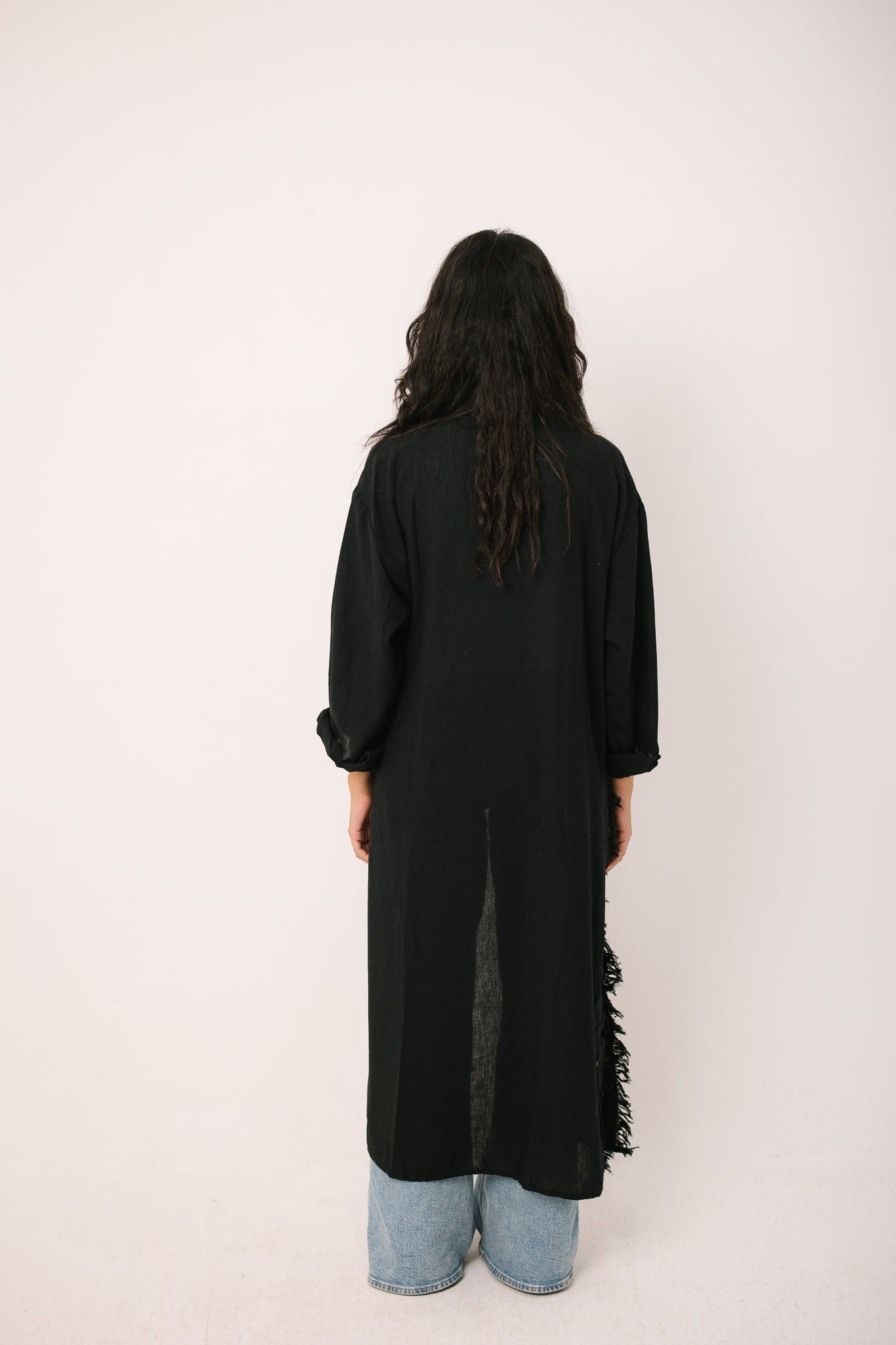 Fringed Sided Shirt in Black