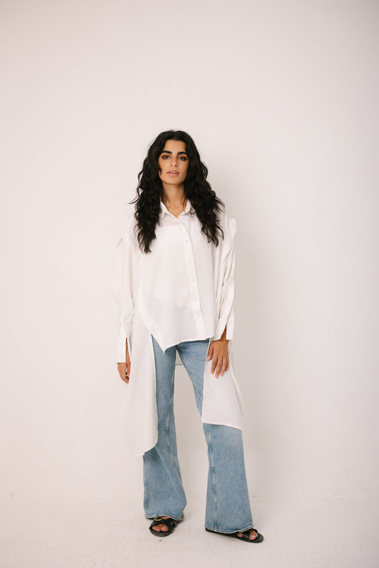 Layered Textured Shirt - White