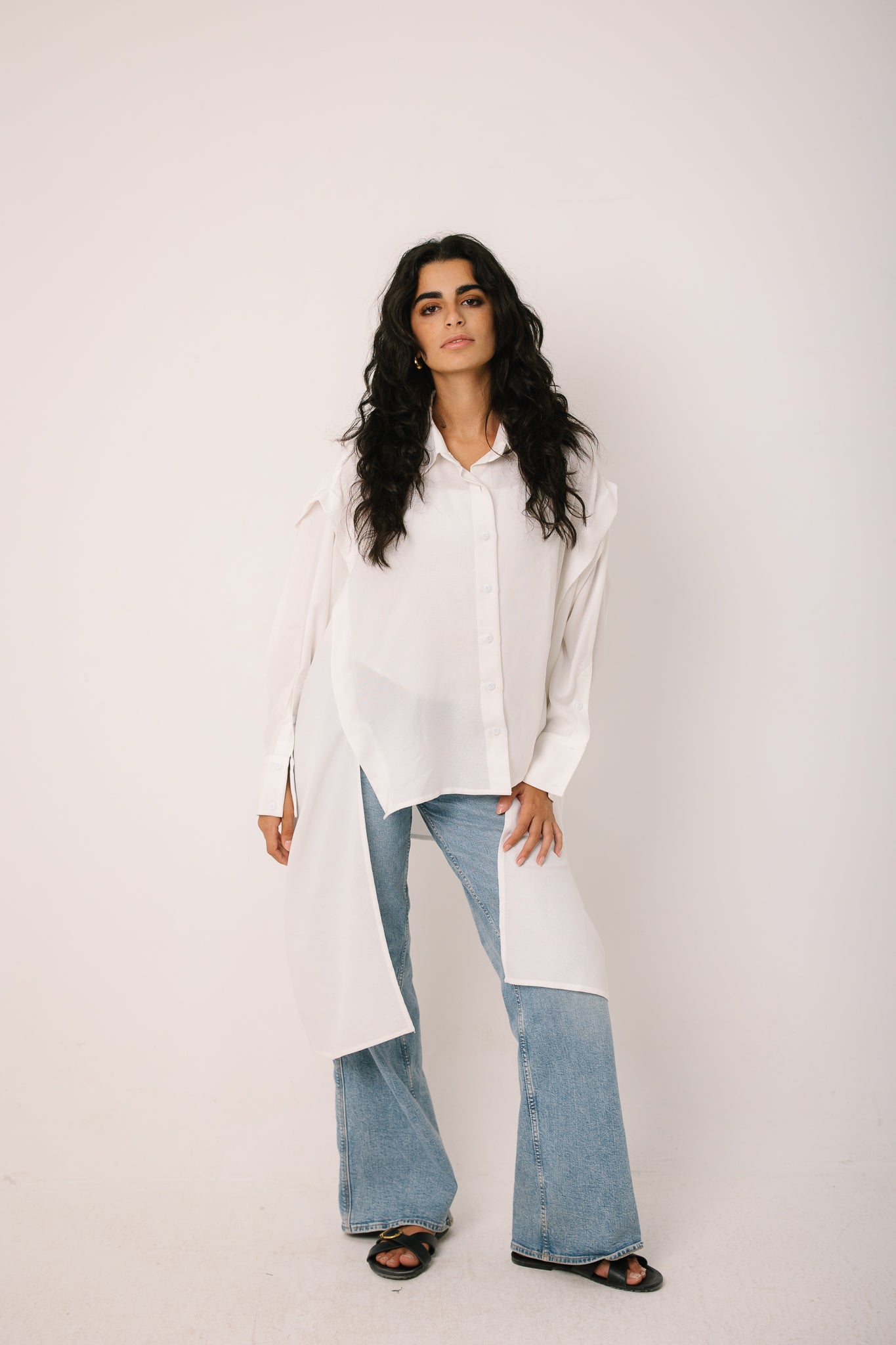 Layered Textured Shirt - White