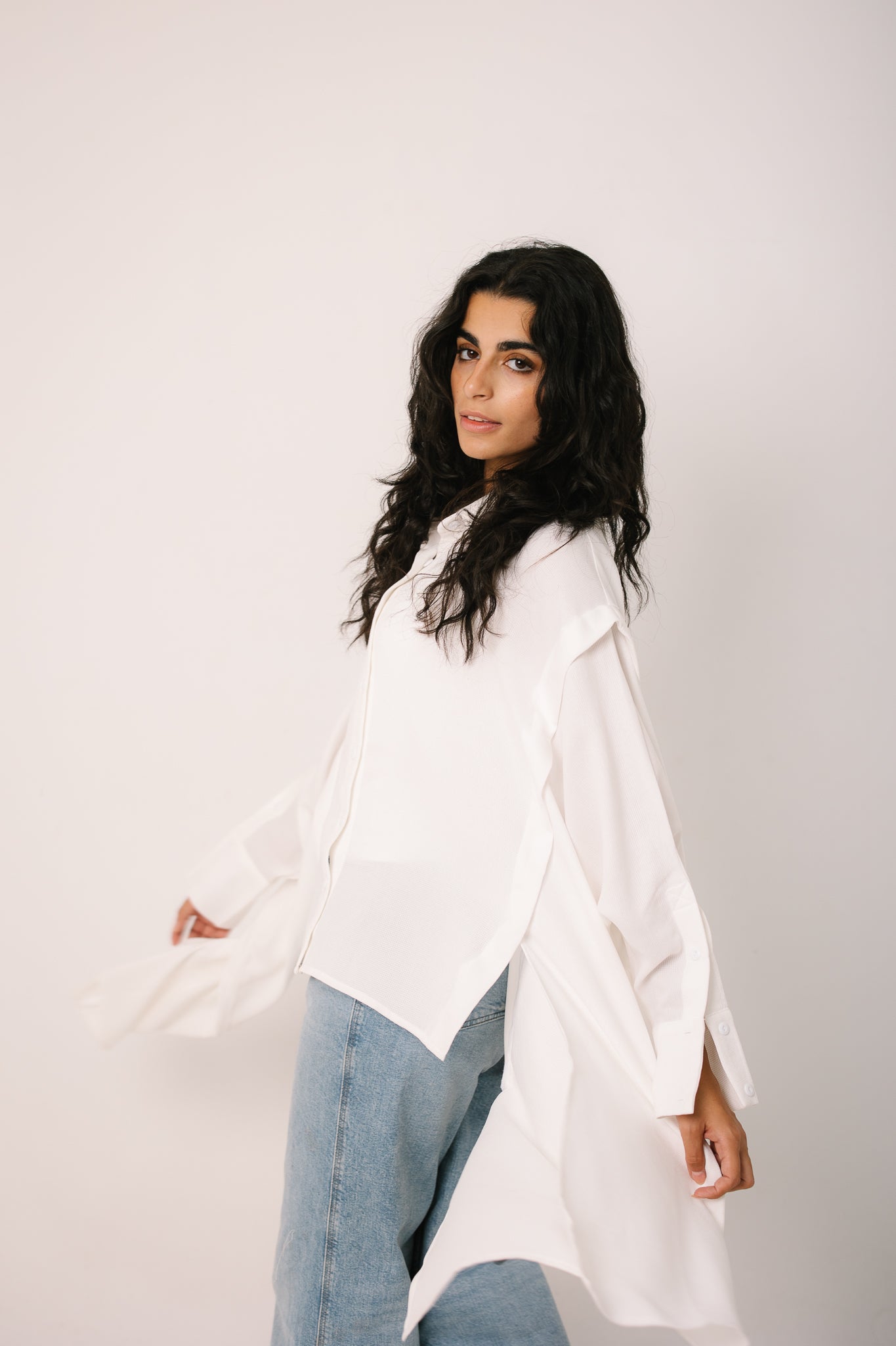 Layered Textured Shirt - White