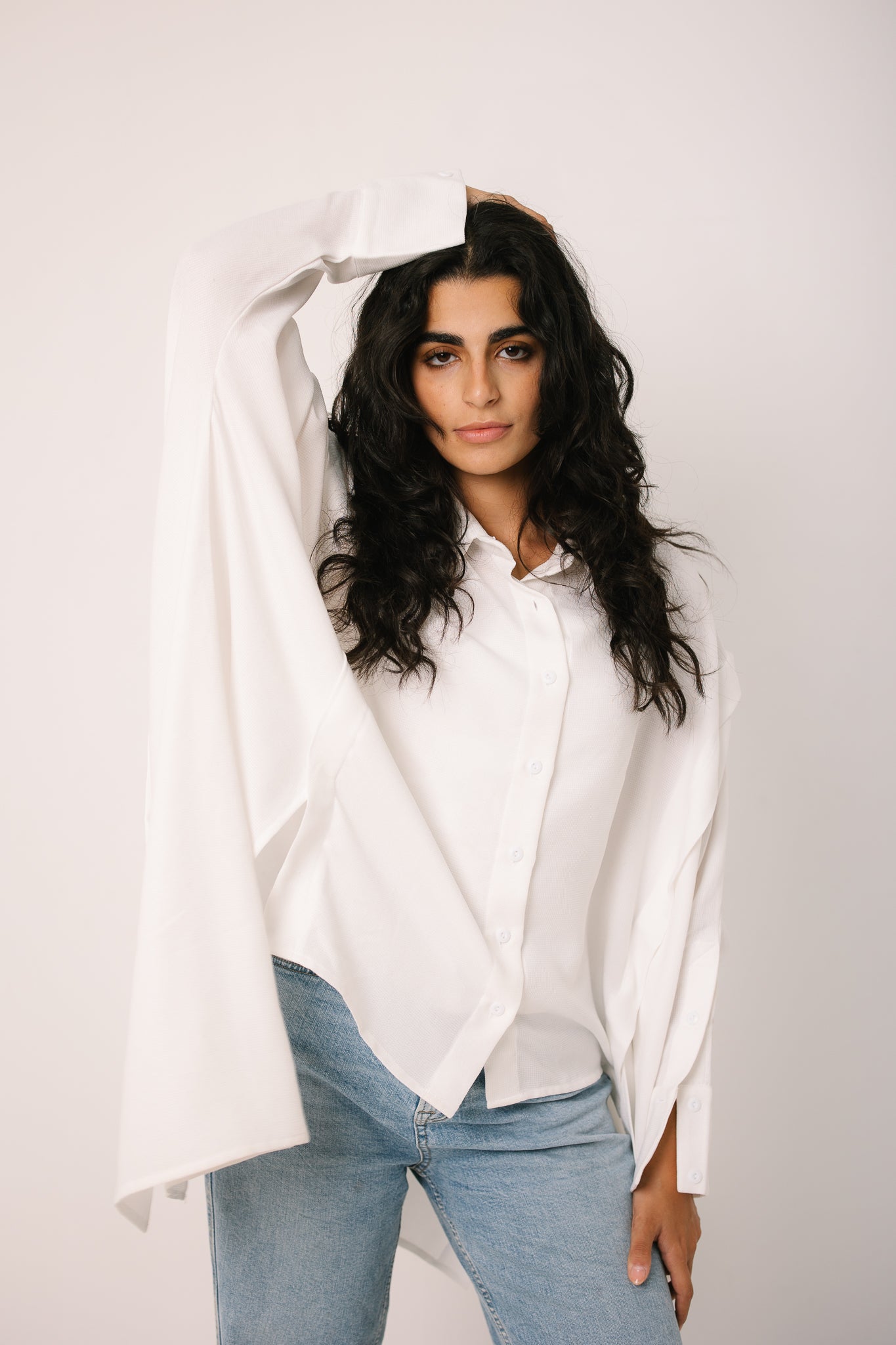 Layered Textured Shirt - White