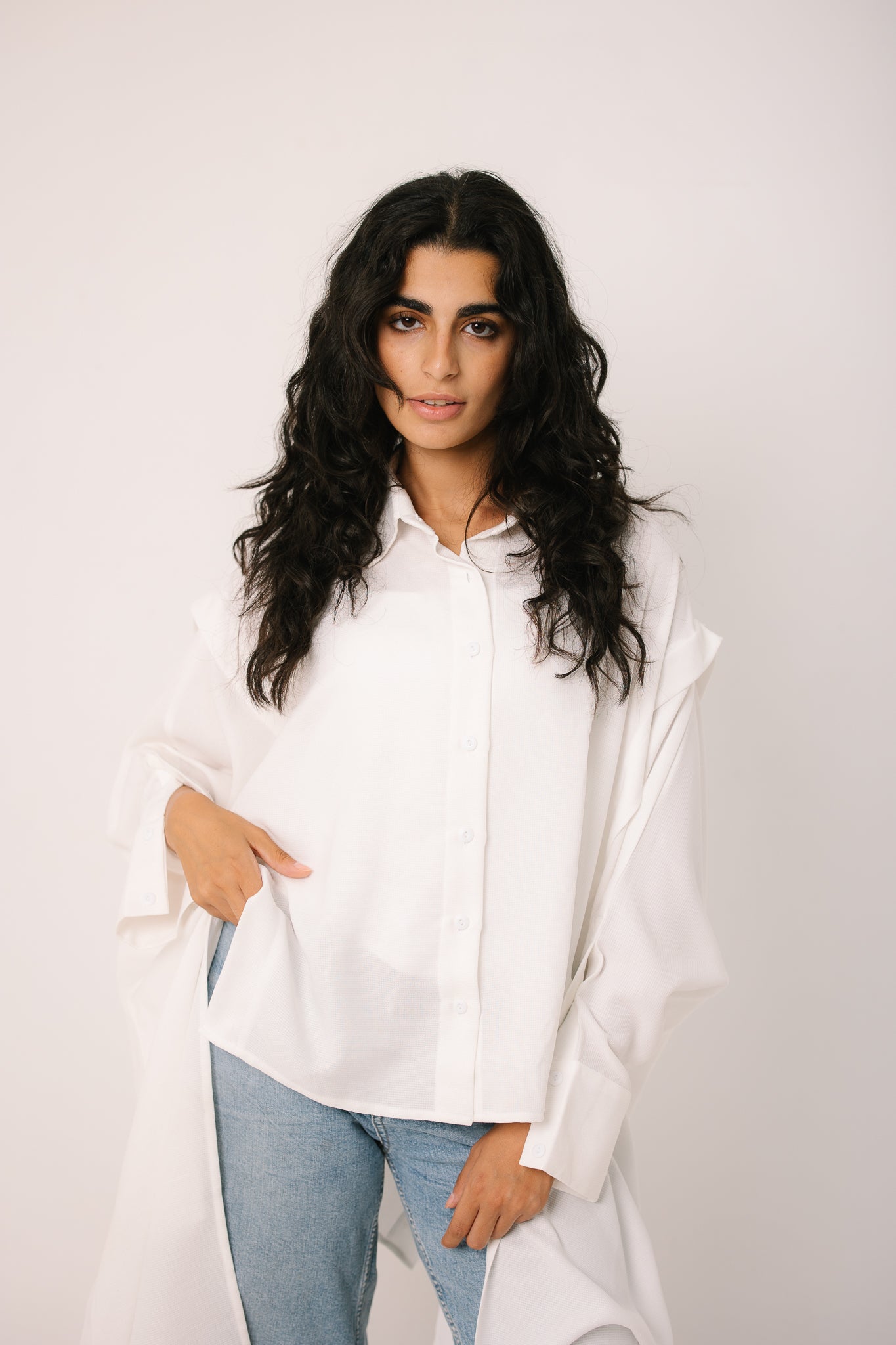 Layered Textured Shirt - White