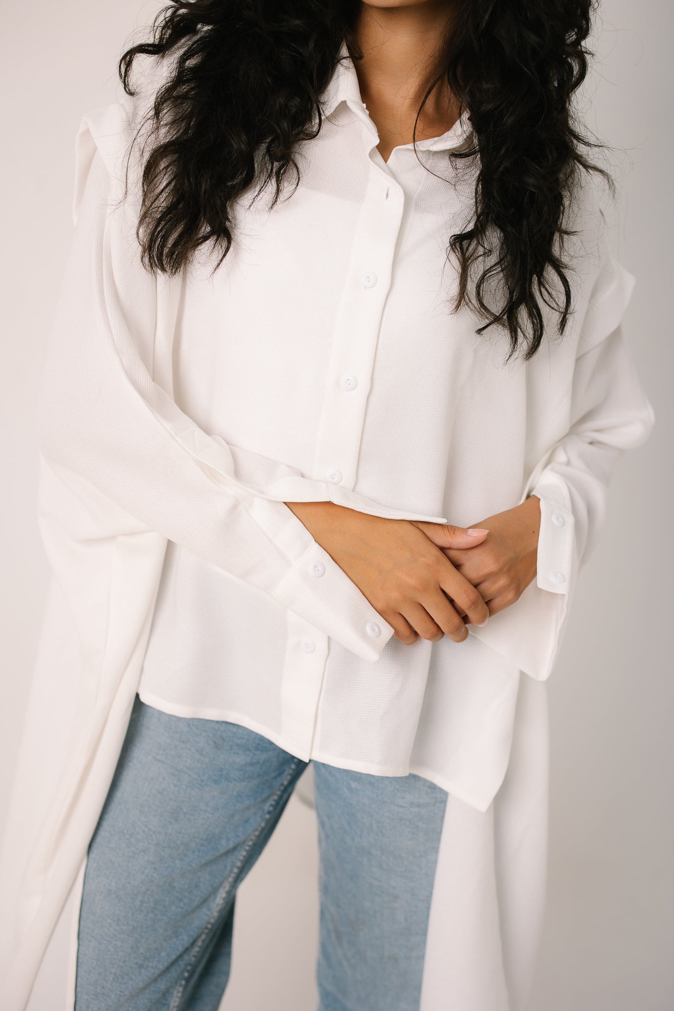 Layered Textured Shirt - White