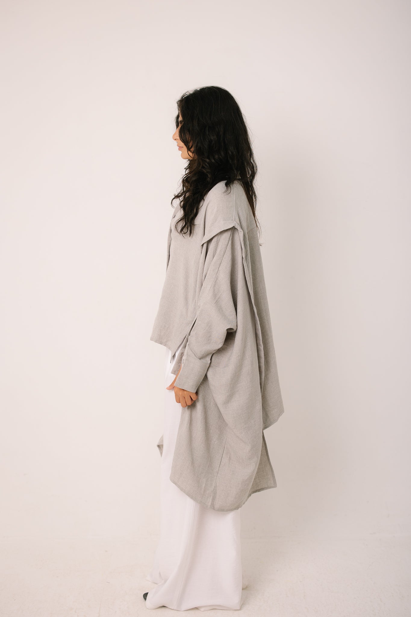 Layered Textured Shirt - Light Grey