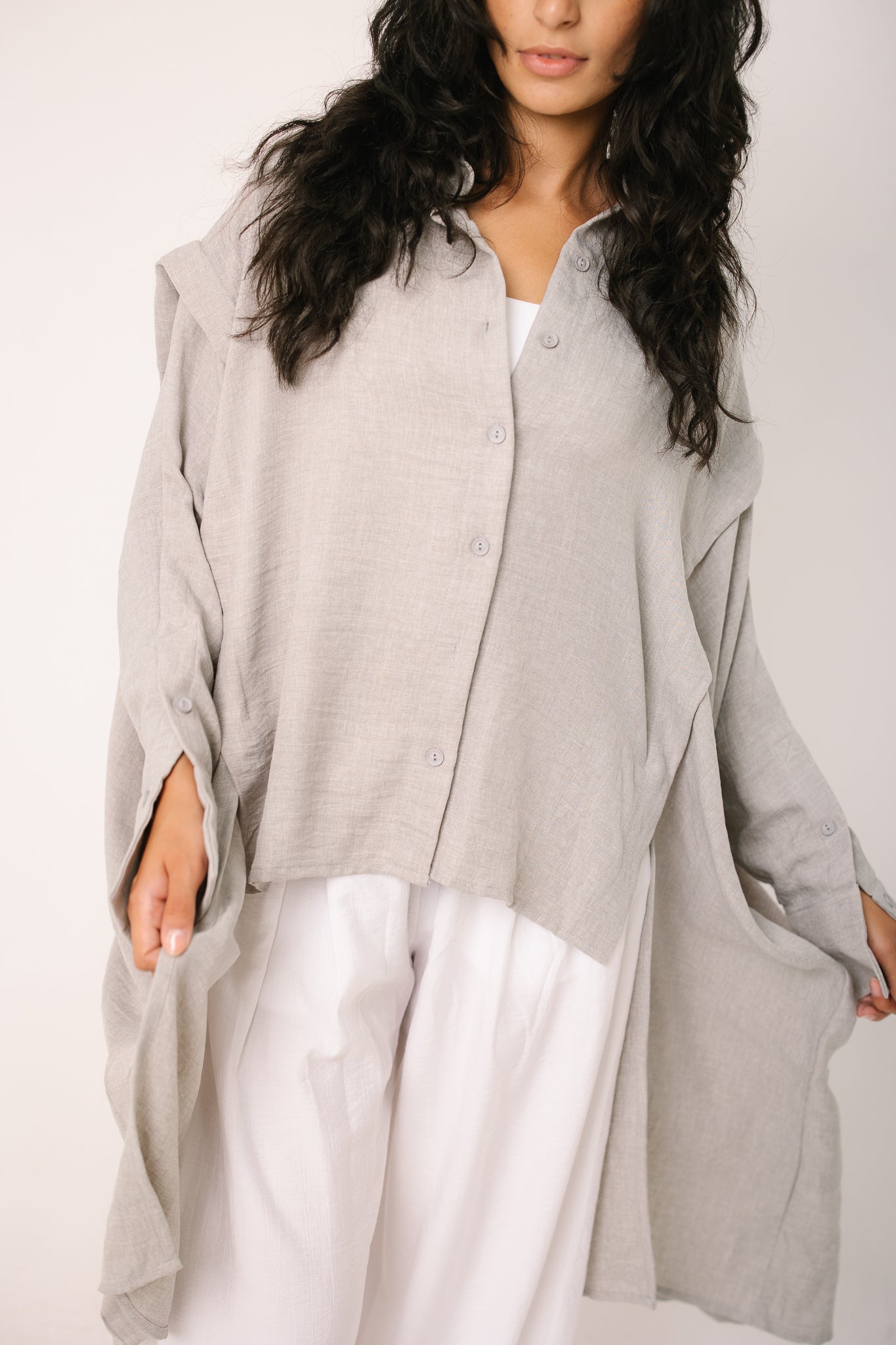 Layered Textured Shirt - Light Grey