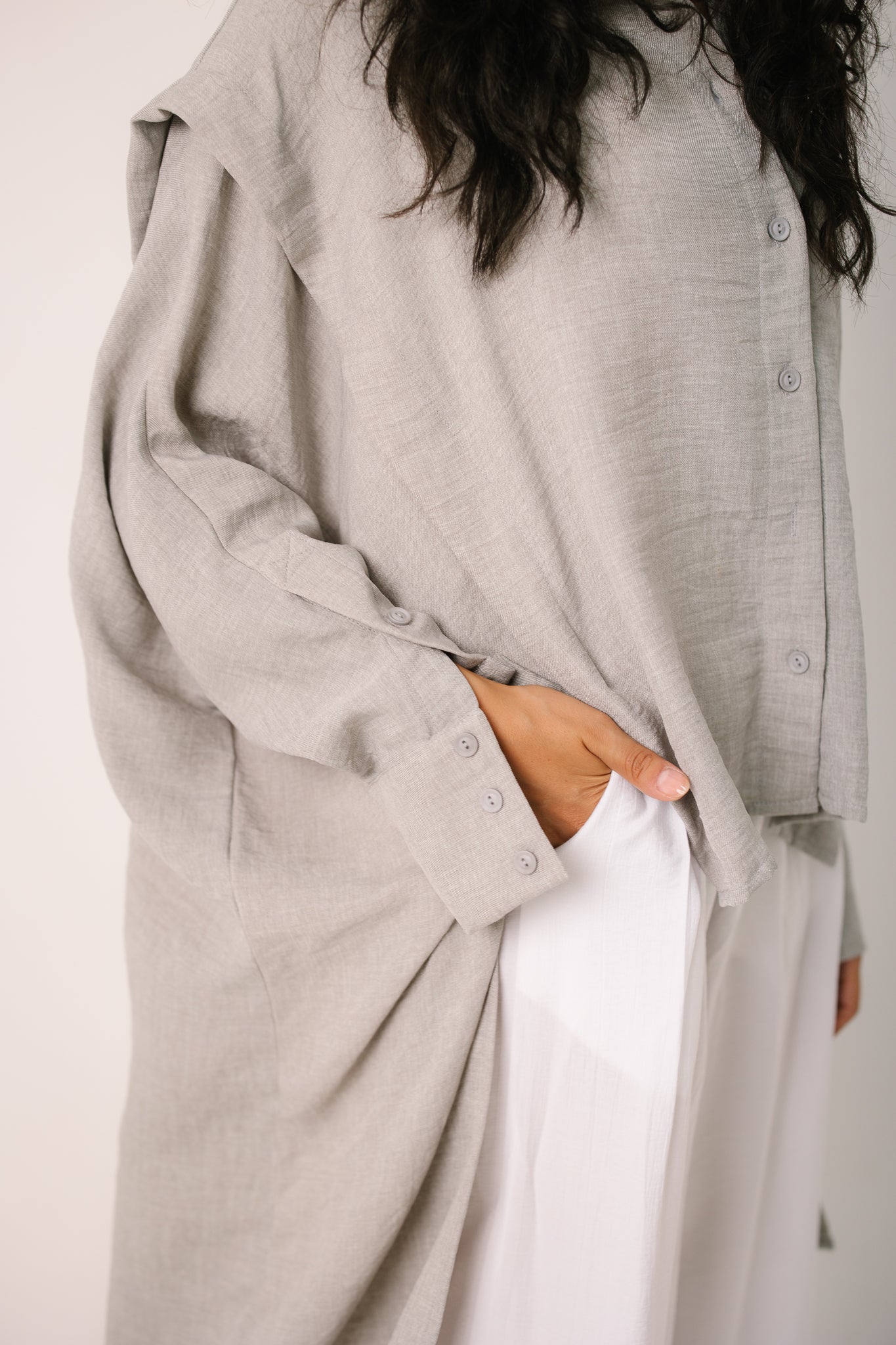 Layered Textured Shirt - Light Grey