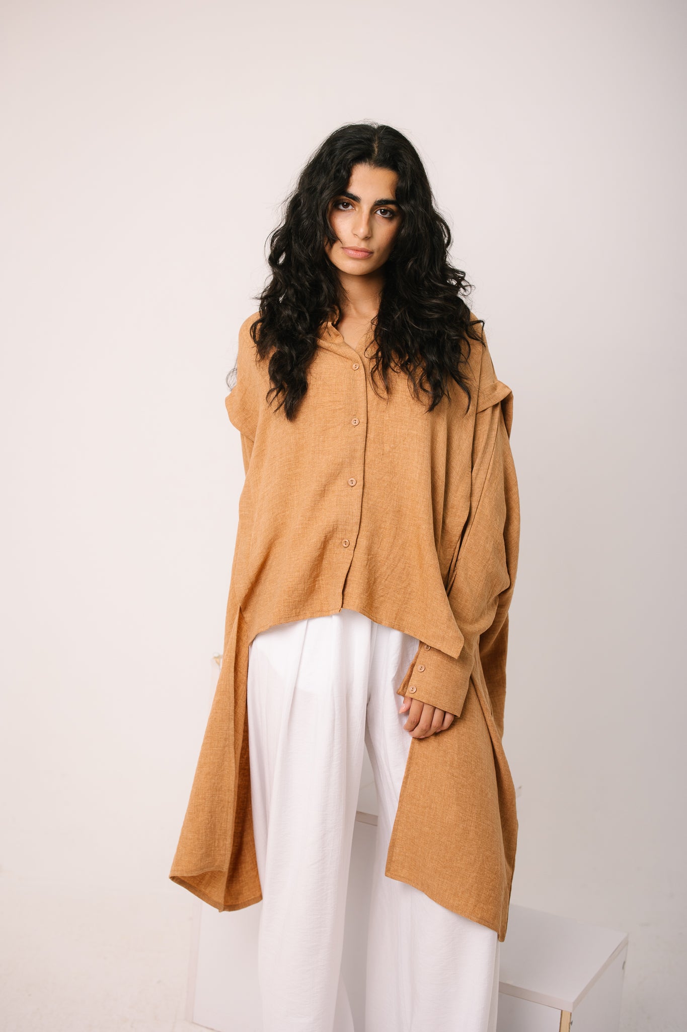 Layered Textured Shirt - Camel