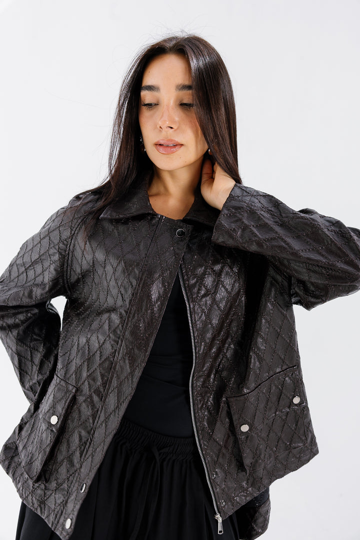 Embroided Leather Jacket - Bown (Premium Edition)