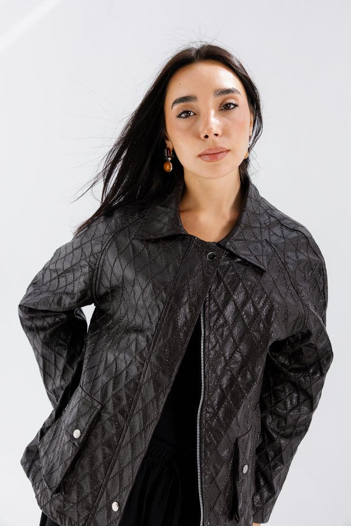 Embroided Leather Jacket - Bown (Premium Edition)