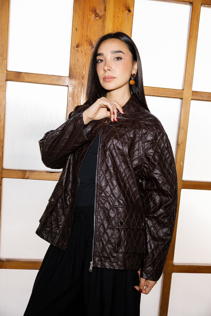 Embroided Leather Jacket - Bown (Premium Edition)
