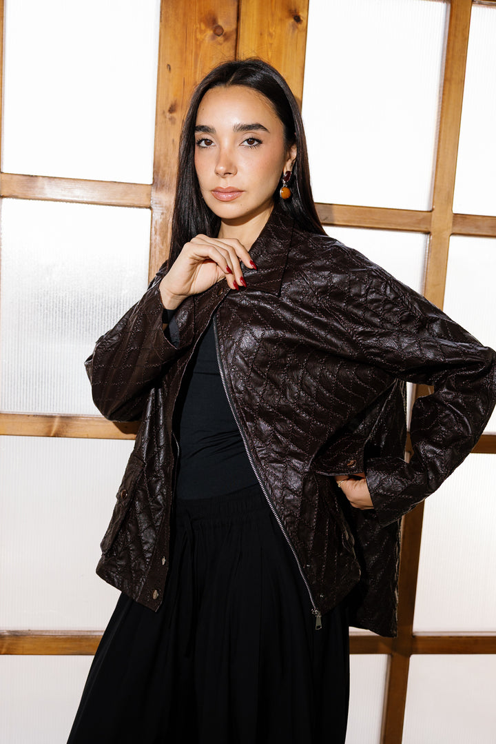 Embroided Leather Jacket - Bown (Premium Edition)
