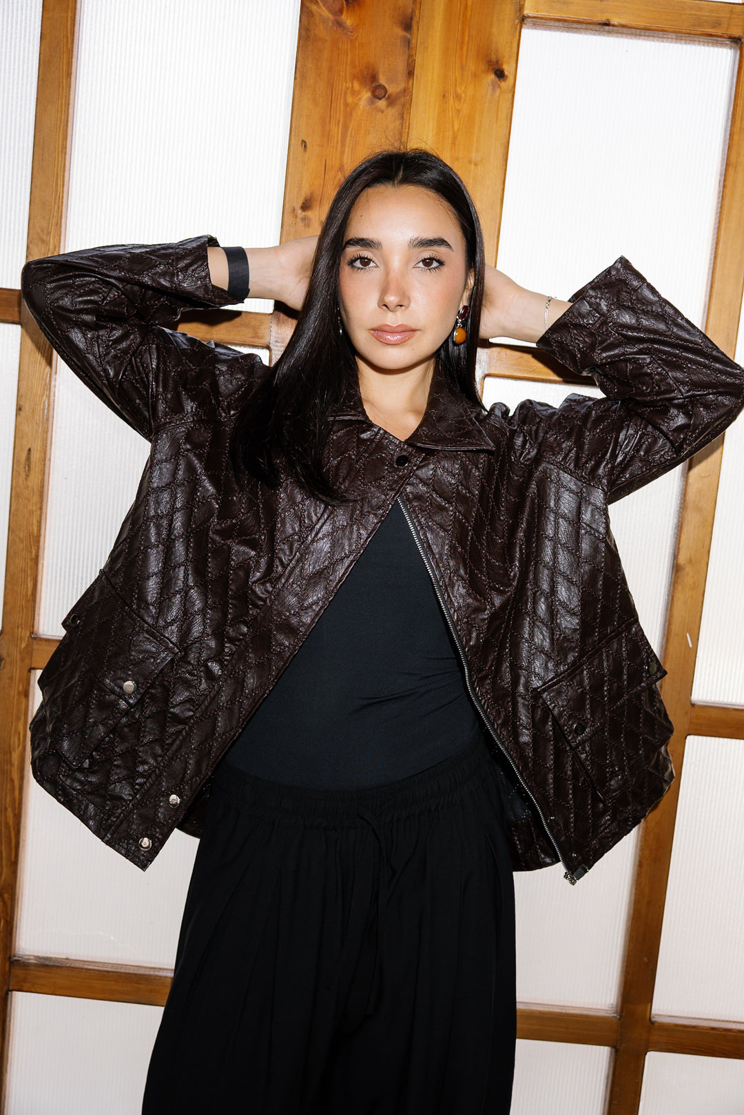 Embroided Leather Jacket - Bown (Premium Edition)