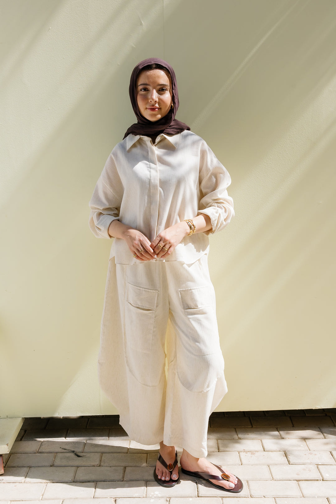 Breeze Balloon Linen Pants - Offwhite