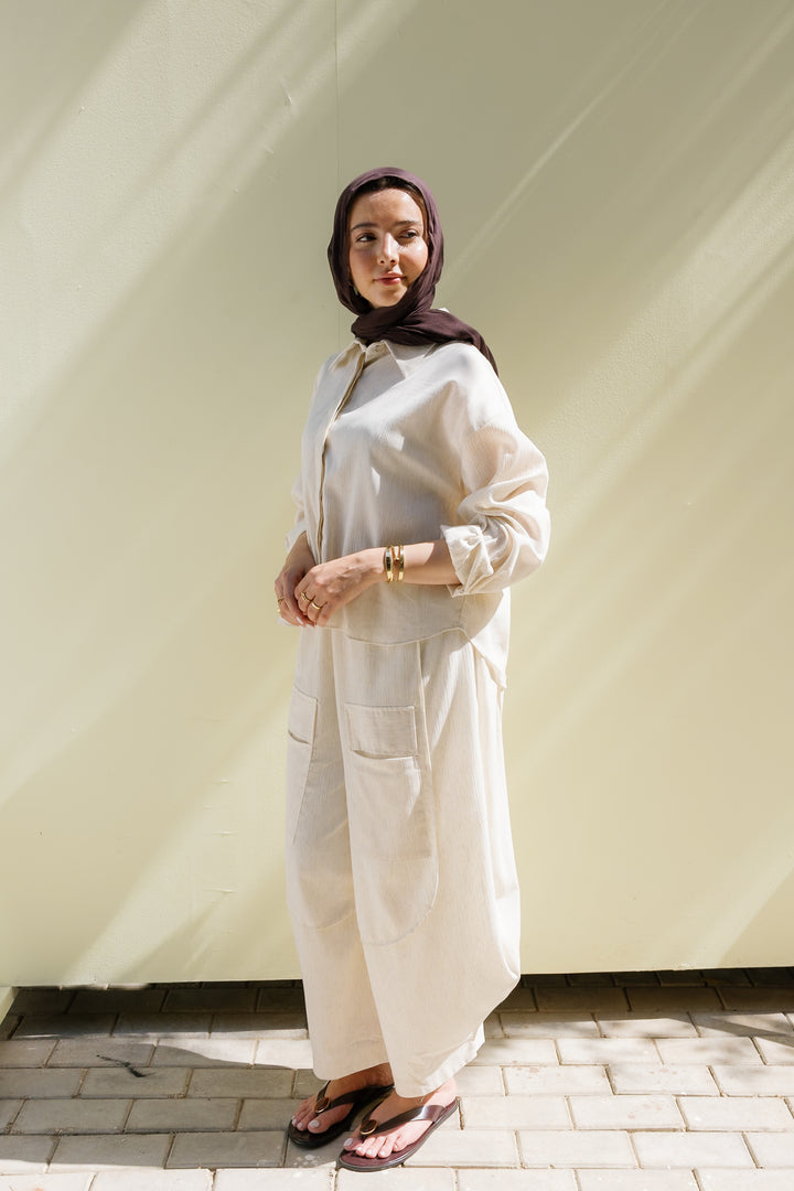 Breeze Balloon Linen Pants - Offwhite