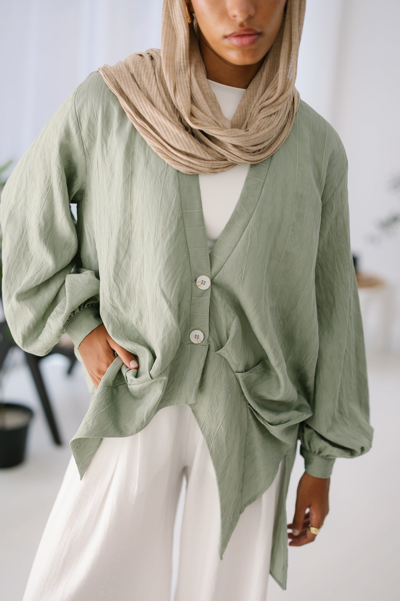 Coastal Textured Shirt - Olive