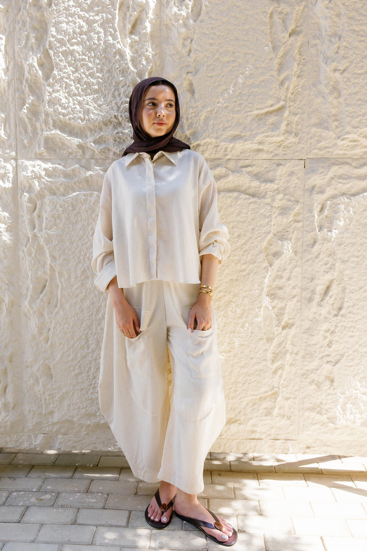 Breeze Balloon Linen Pants - Offwhite