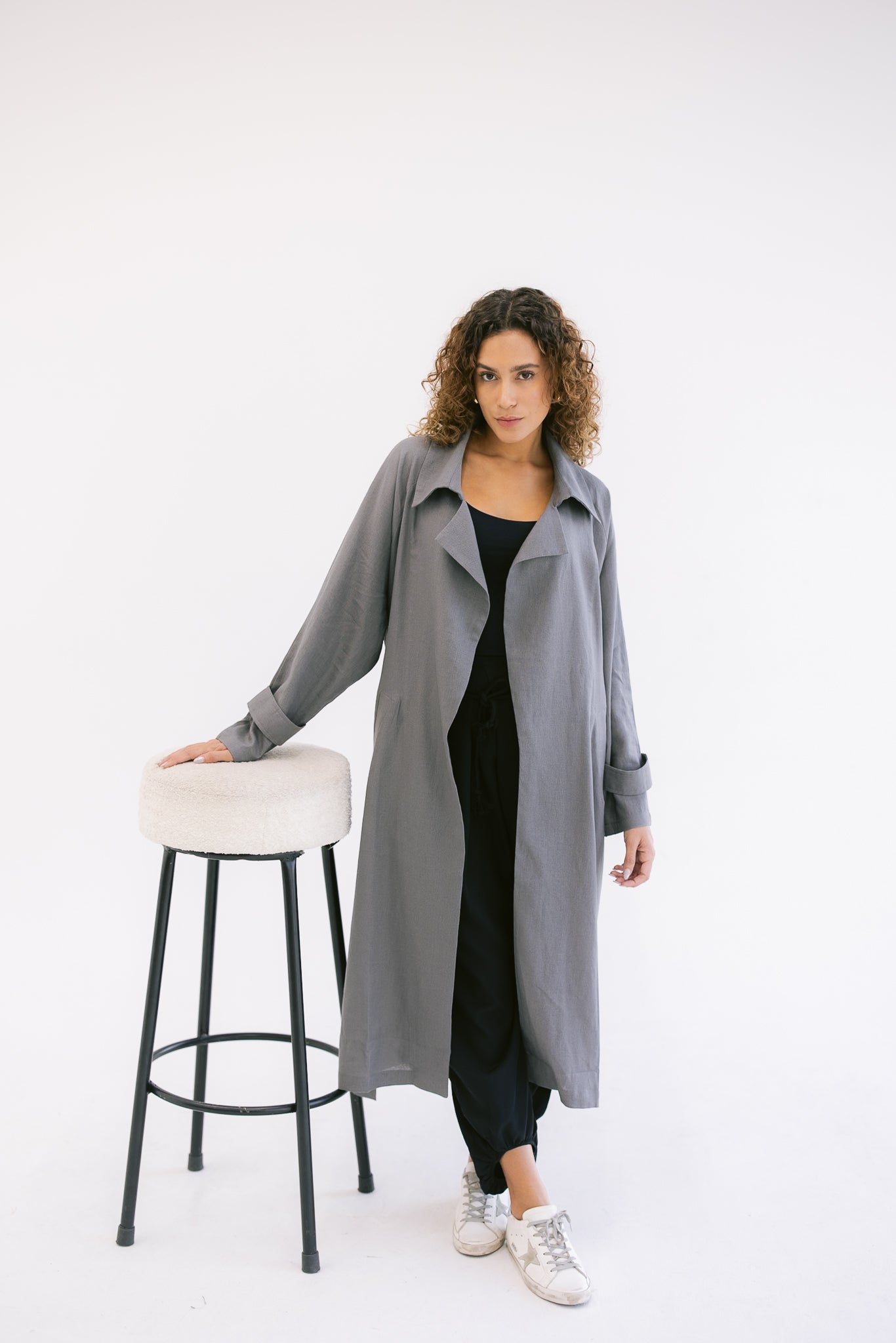 Linen Trench - Dark Grey