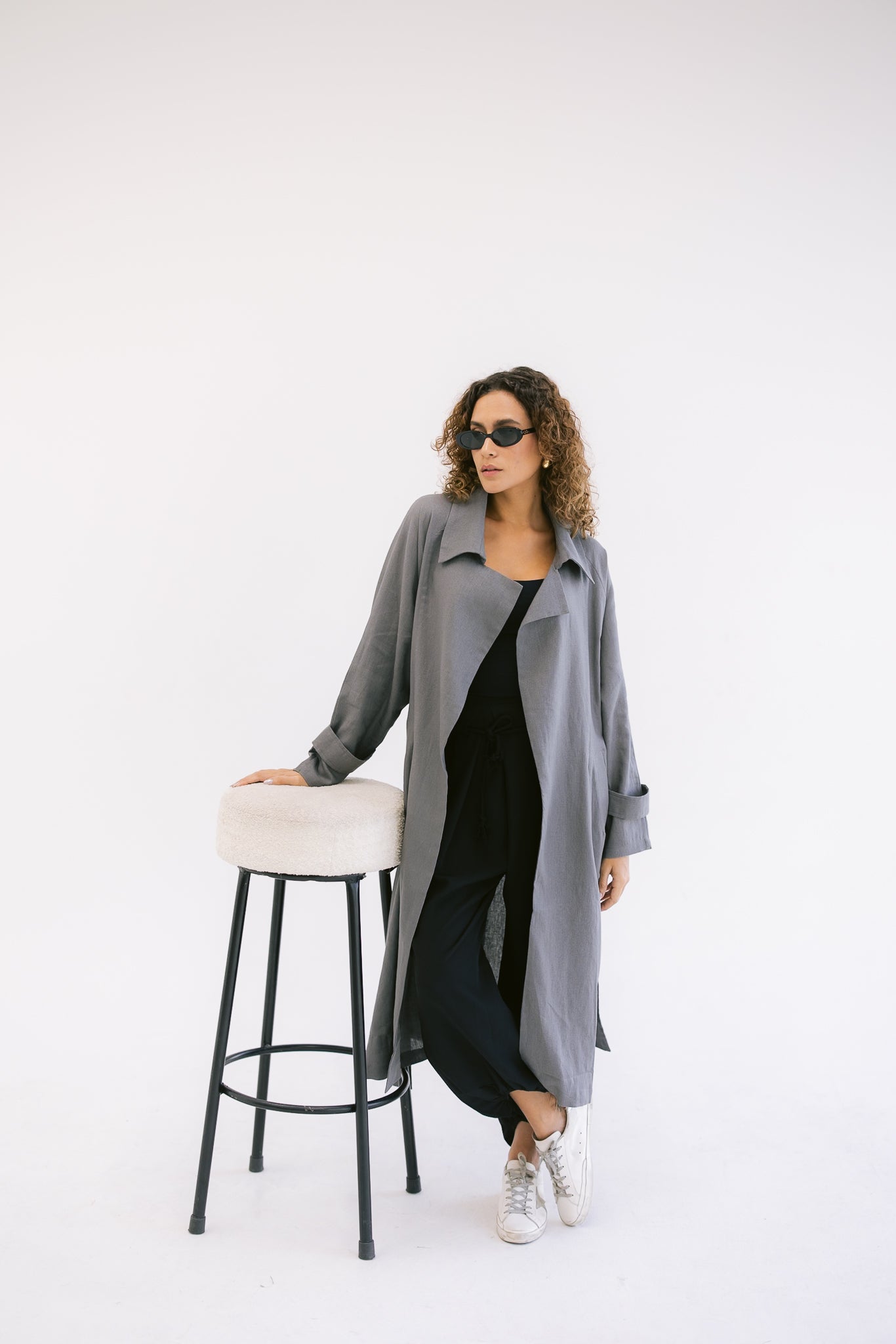 Linen Trench - Dark Grey