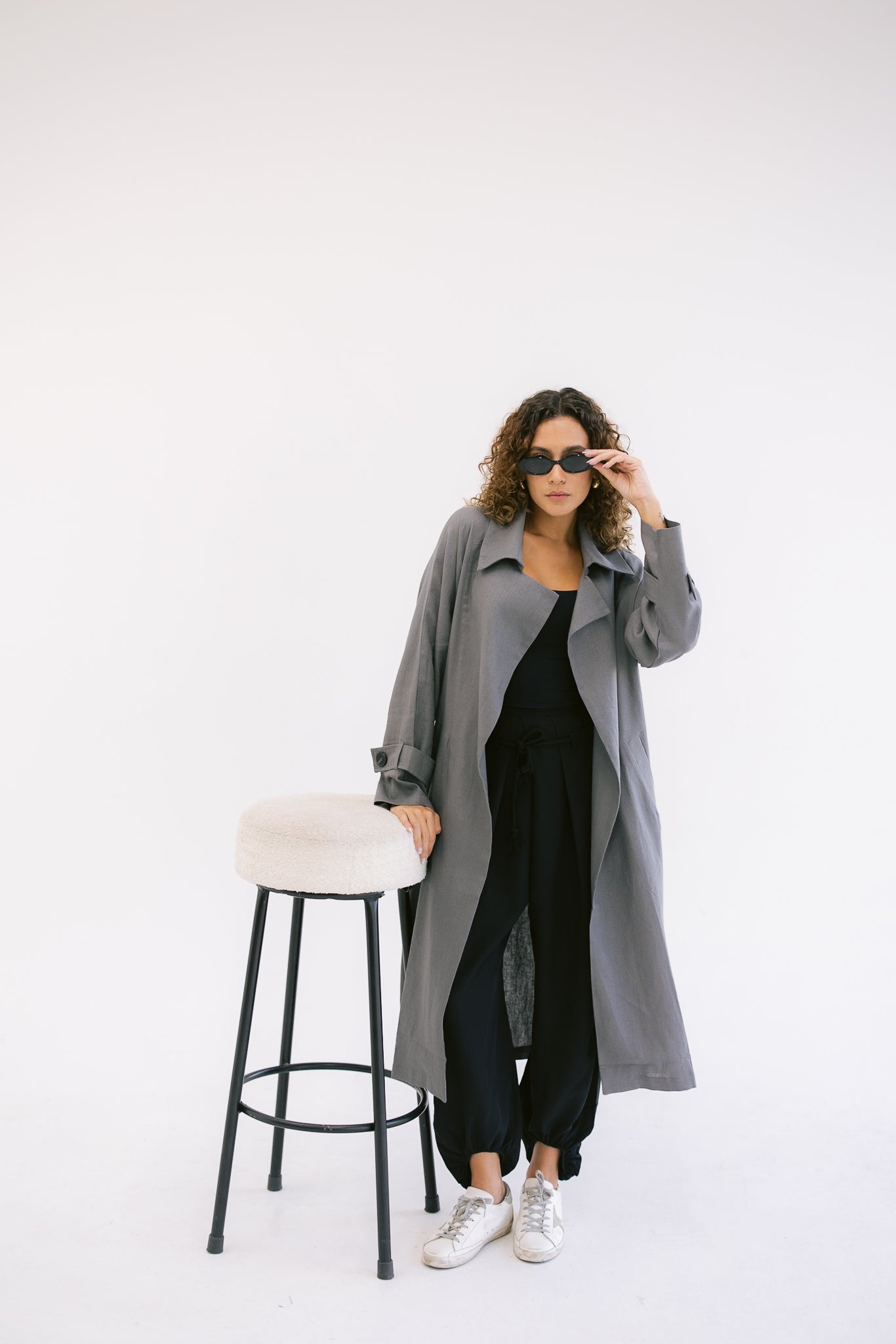 Linen Trench - Dark Grey