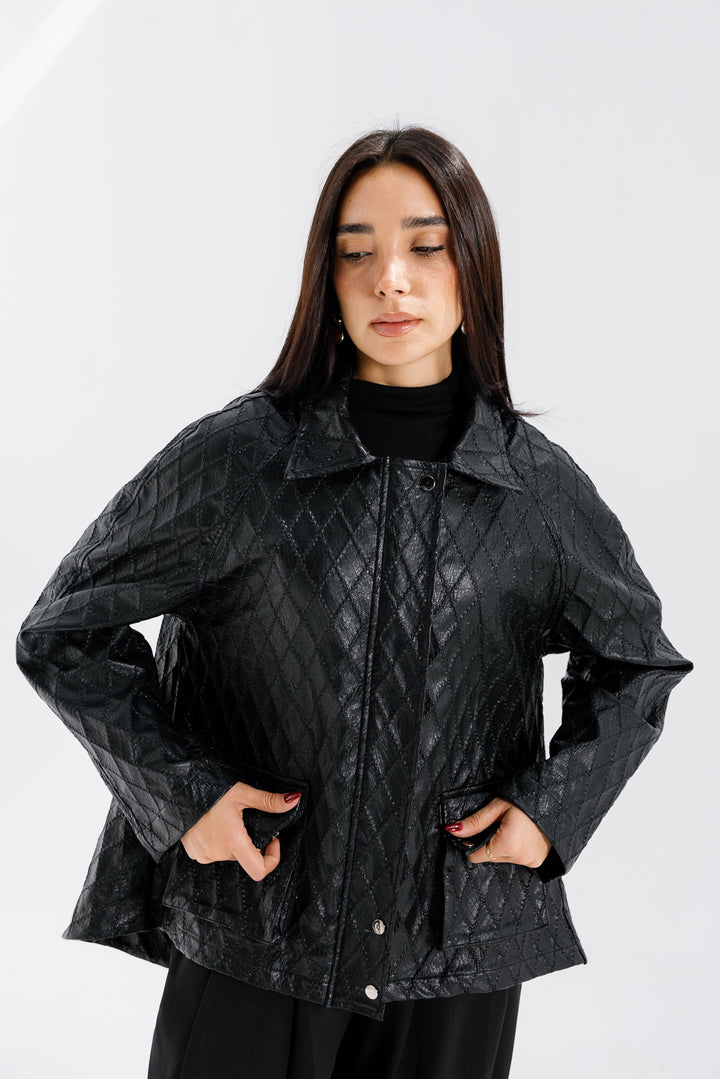 Embroided Leather Jacket - Black (Limited Edition)