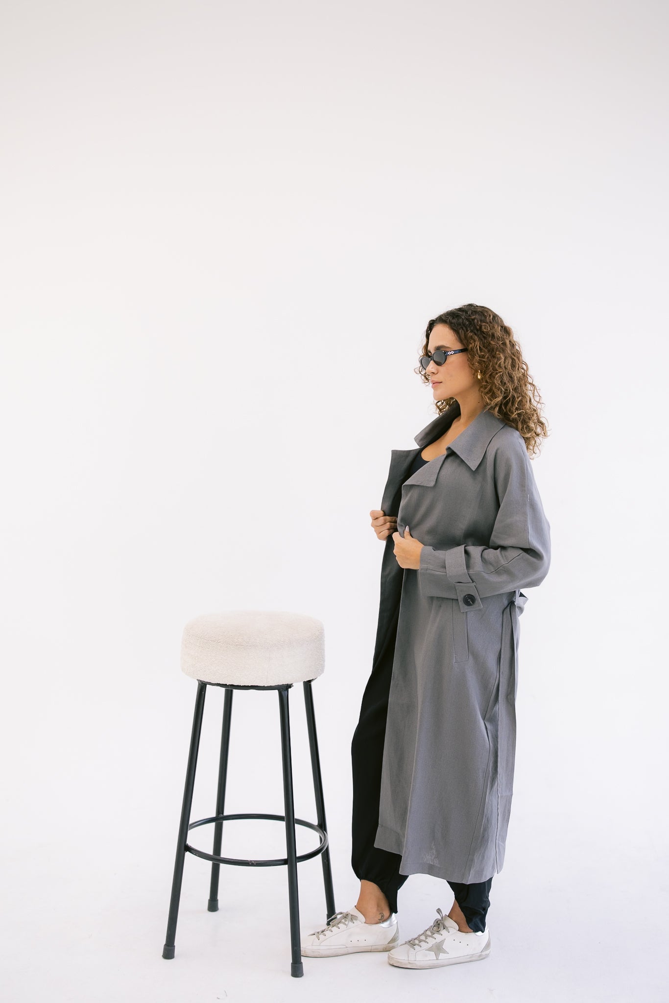 Linen Trench - Dark Grey