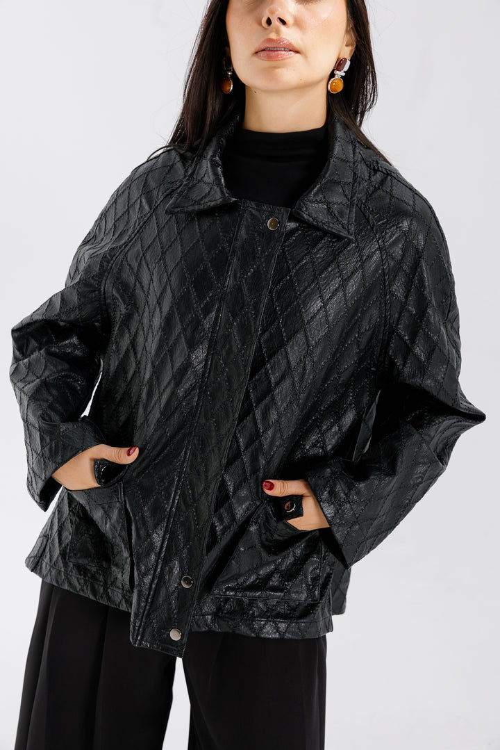 Embroided Leather Jacket - Black (Limited Edition)